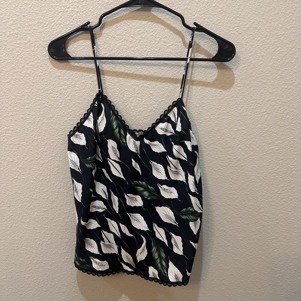 Vtg Valentino Intimo Camisole Sm Calla Lilly  Floral Lingerie Black 90s Tank